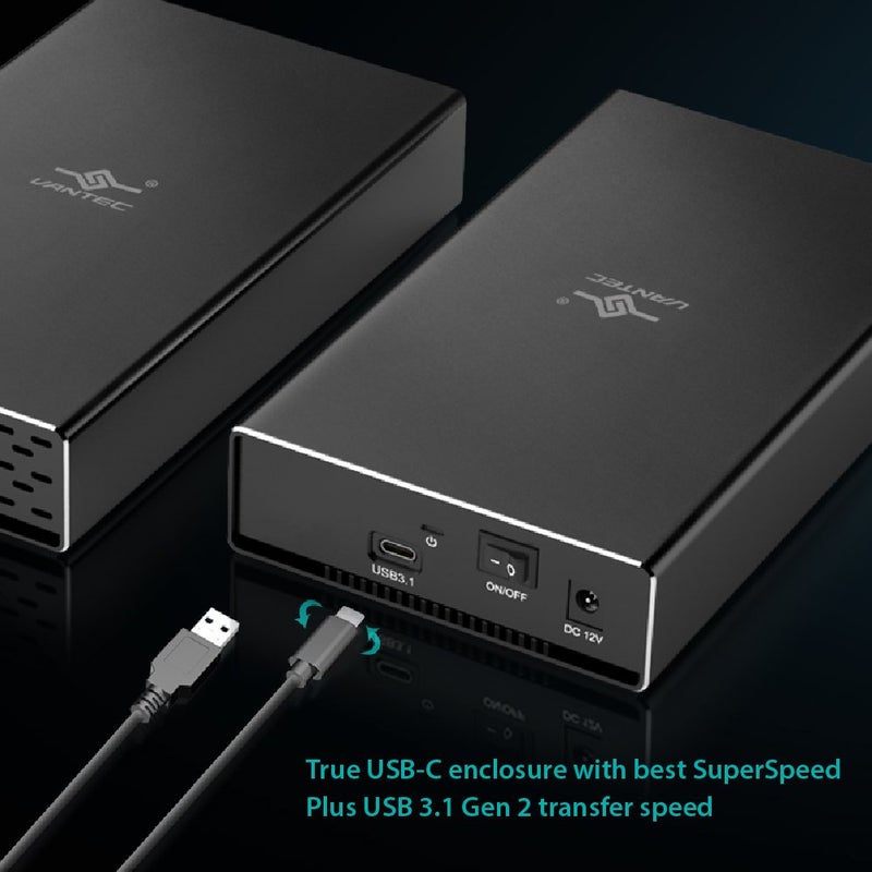 Vantec NST-371C31-BK NexStar Gx USB 3.1 Gen 2 Type-C 3.5" Sata HDD/SSD Enclosure, Comes with C to C and C to A Cable, Aluminum Casing, Black - Image 5